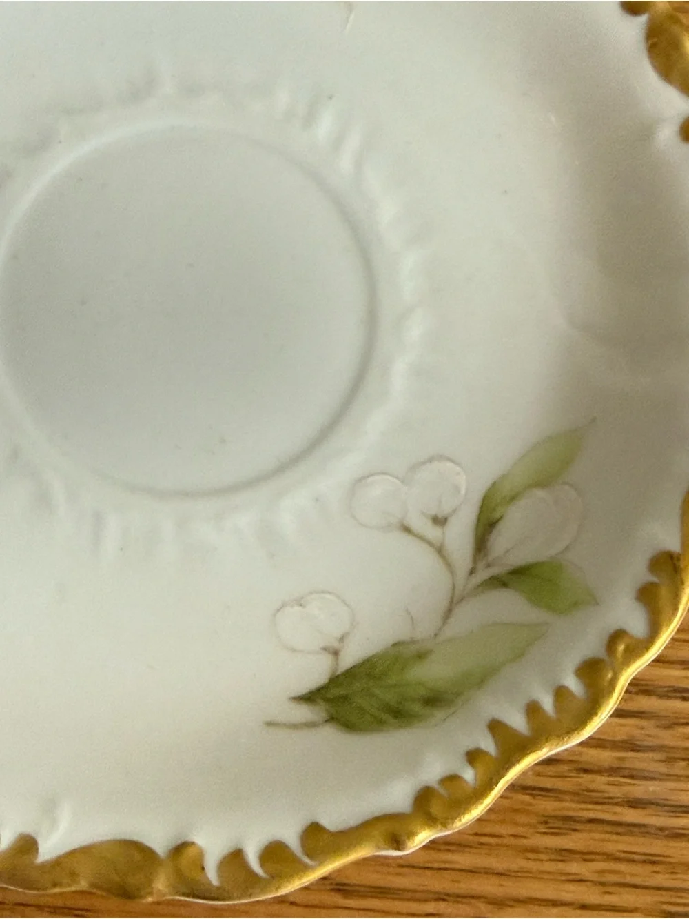 Vintage Porcelain Demitasse Cup and Saucer Hand Paired Floral White Gold Yellow